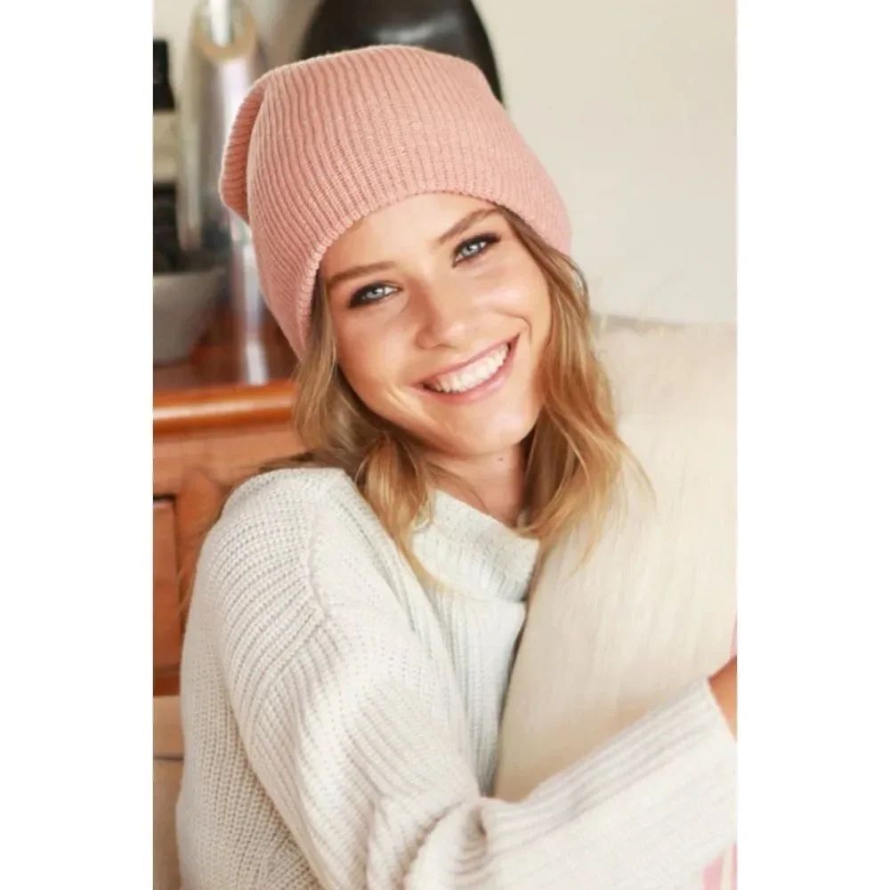 Rare ~ Free People Double Layer Blush Knit Beanie